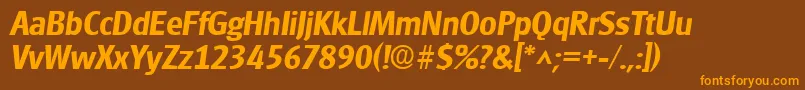 GlasgowBoldItalic-Schriftart – Orangefarbene Schriften auf braunem Hintergrund