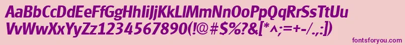 Fonte GlasgowBoldItalic – fontes roxas em um fundo rosa