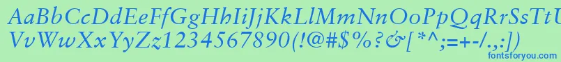 SabonLtItalic Font – Blue Fonts on Green Background