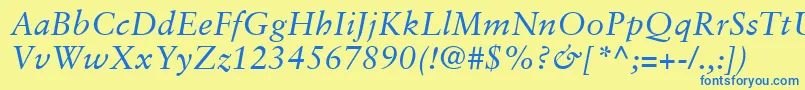 SabonLtItalic Font – Blue Fonts on Yellow Background