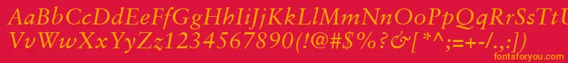 SabonLtItalic Font – Orange Fonts on Red Background