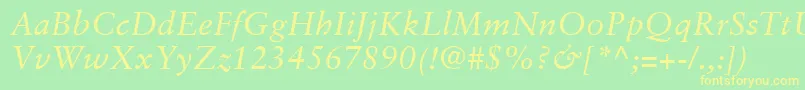 SabonLtItalic Font – Yellow Fonts on Green Background