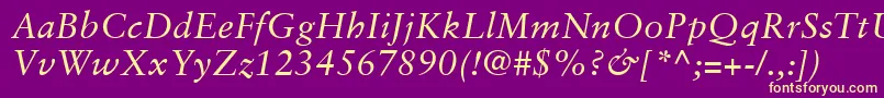 SabonLtItalic Font – Yellow Fonts on Purple Background