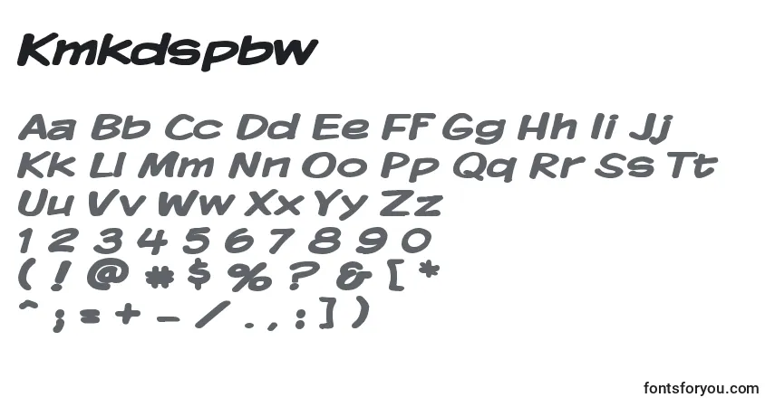 A fonte Kmkdspbw – alfabeto, números, caracteres especiais