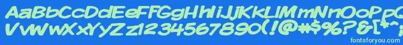 Kmkdspbw Font – Green Fonts on Blue Background