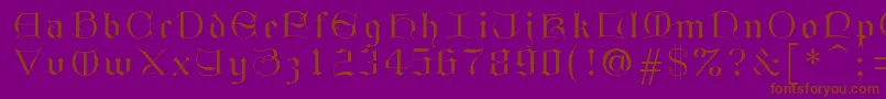 Gothici-Schriftart – Braune Schriften auf violettem Hintergrund