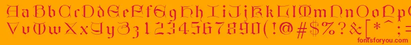 Gothici-Schriftart – Rote Schriften auf orangefarbenem Hintergrund