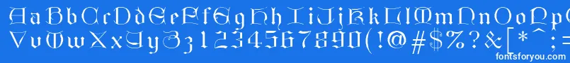 Gothici-Schriftart – Weiße Schriften auf blauem Hintergrund