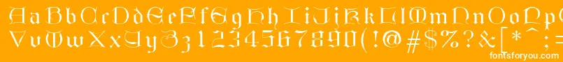 Gothici-Schriftart – Weiße Schriften auf orangefarbenem Hintergrund