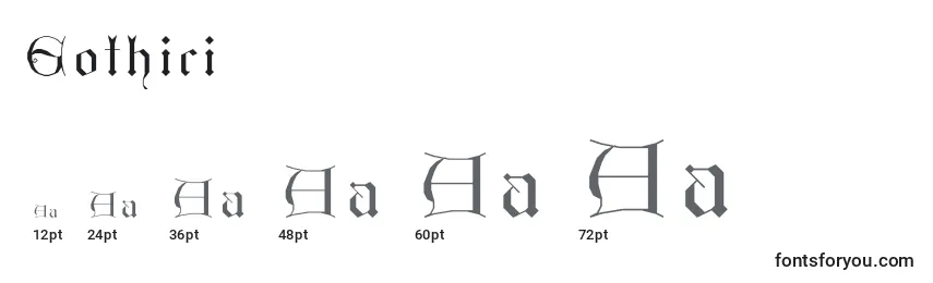 Размеры шрифта Gothici