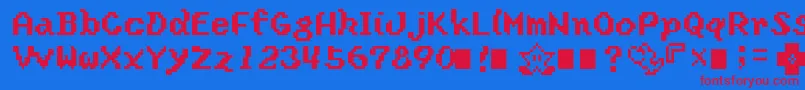 Yoster Font – Red Fonts on Blue Background