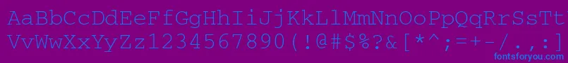 フォントCrr35I – 紫色の背景に青い文字