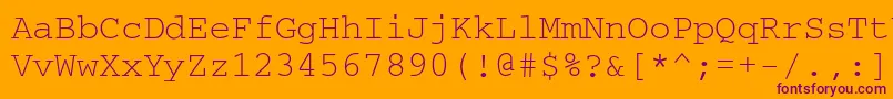 Crr35I-Schriftart – Violette Schriften auf orangefarbenem Hintergrund