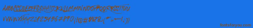 RoyalTwins-Schriftart – Braune Schriften auf blauem Hintergrund