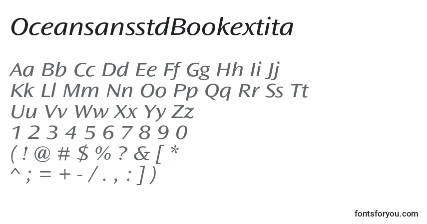 Шрифт OceansansstdBookextita – алфавит, цифры, специальные символы