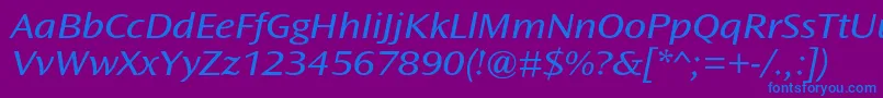 フォントOceansansstdBookextita – 紫色の背景に青い文字