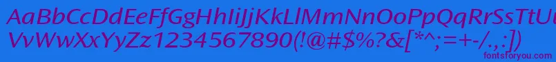 OceansansstdBookextita Font – Purple Fonts on Blue Background