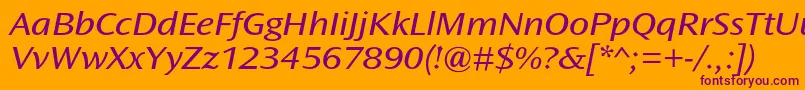 OceansansstdBookextita-Schriftart – Violette Schriften auf orangefarbenem Hintergrund
