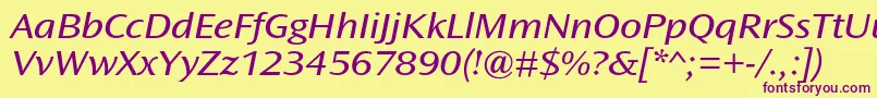 OceansansstdBookextita Font – Purple Fonts on Yellow Background