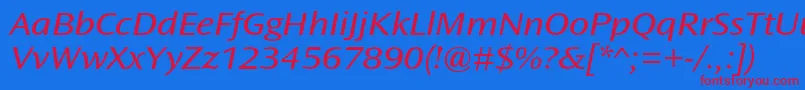 OceansansstdBookextita Font – Red Fonts on Blue Background