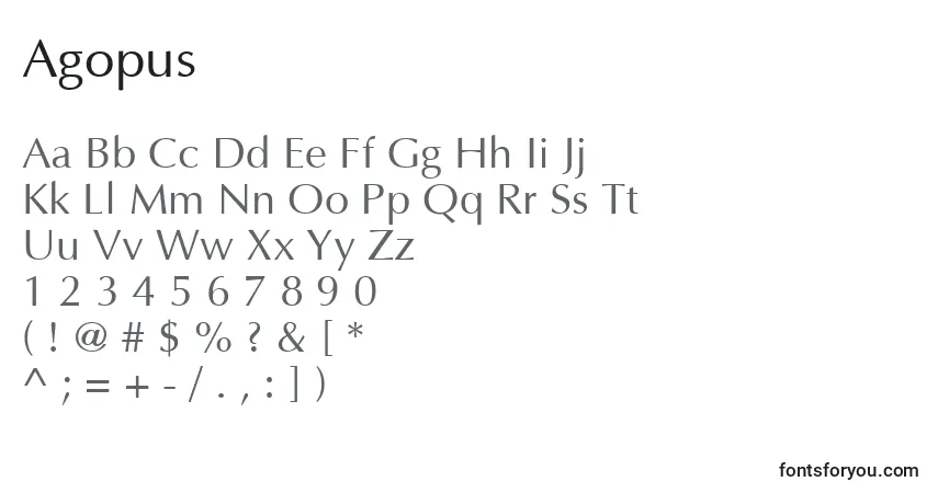 Шрифт Agopus – алфавит, цифры, специальные символы