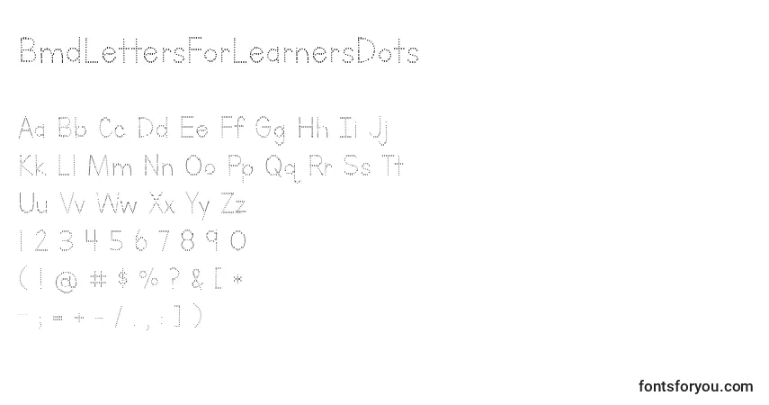 Шрифт BmdLettersForLearnersDots – алфавит, цифры, специальные символы