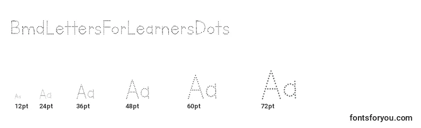 Размеры шрифта BmdLettersForLearnersDots