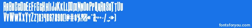 Butchsundancebold-Schriftart – Weiße Schriften auf blauem Hintergrund