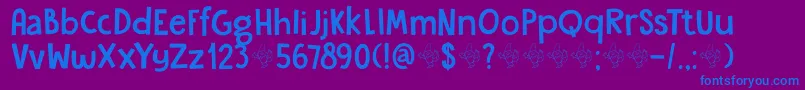 フォントDkGardenGnome – 紫色の背景に青い文字