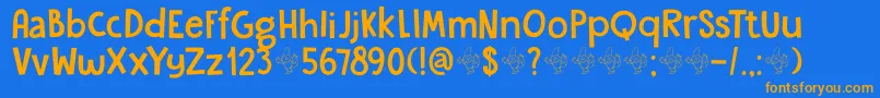 フォントDkGardenGnome – オレンジ色の文字が青い背景にあります。