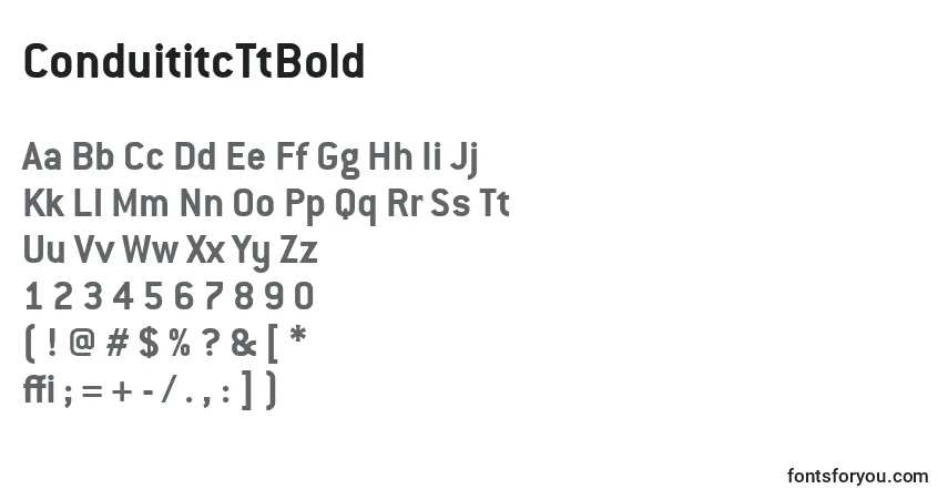 Шрифт ConduititcTtBold – алфавит, цифры, специальные символы