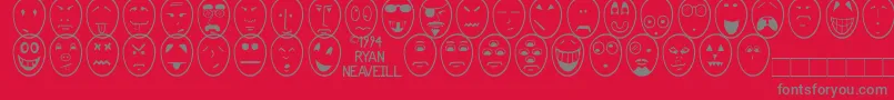 Funface-fontti – harmaat kirjasimet punaisella taustalla