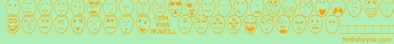 Funface Font – Orange Fonts on Green Background