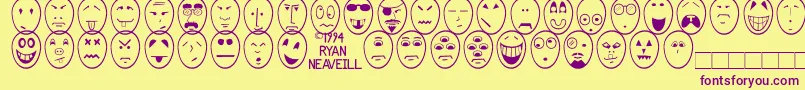 Funface Font – Purple Fonts on Yellow Background