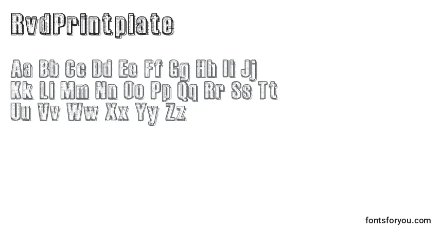 Fuente RvdPrintplate - alfabeto, números, caracteres especiales