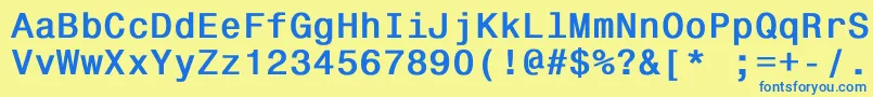 Czcionka Monospace821Bold – niebieskie czcionki na żółtym tle
