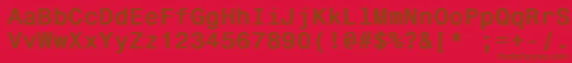 Weitere Informationen zur Monospace821Bold-Schriftart Monospace821Bold-Schriftart – Braune Schriften auf rotem Hintergrund