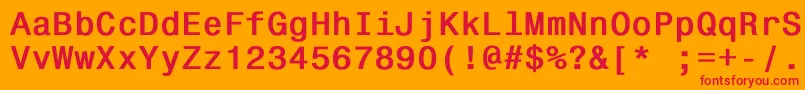 Monospace821Bold-fontti – punaiset fontit oranssilla taustalla