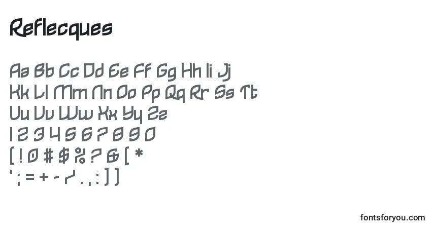 Czcionka Reflecques – alfabet, cyfry, specjalne znaki