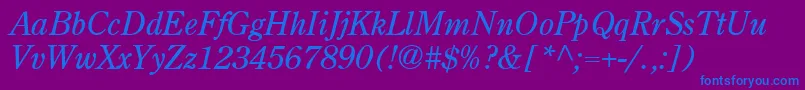 BackroadModernItalic-fontti – siniset fontit violetilla taustalla
