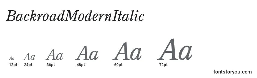 BackroadModernItalic Font Sizes