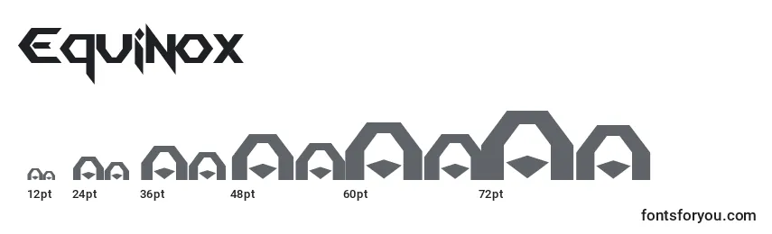Размеры шрифта Equinox