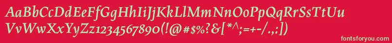 MaiolaproBolditalic Font – Green Fonts on Red Background