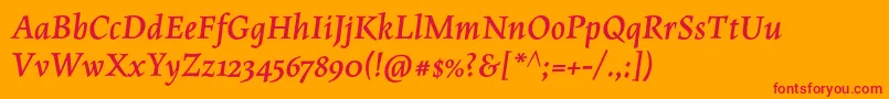 MaiolaproBolditalic Font – Red Fonts on Orange Background