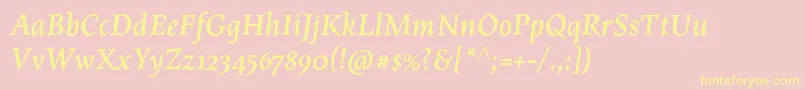 MaiolaproBolditalic-Schriftart – Gelbe Schriften auf rosa Hintergrund