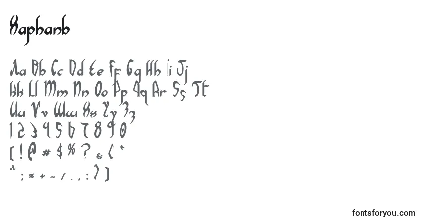 A fonte Xaphanb – alfabeto, números, caracteres especiais