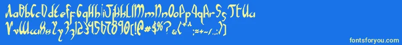 Xaphanb Font – Yellow Fonts on Blue Background