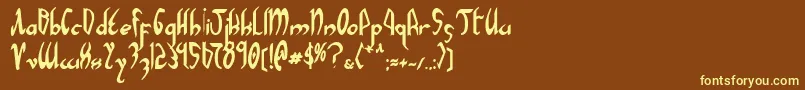 Xaphanb-fontti – keltaiset fontit ruskealla taustalla