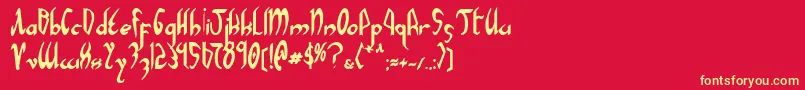 フォントXaphanb – 黄色の文字、赤い背景