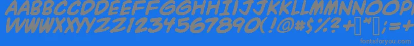 Saiba mais sobre a fonte Acmebold Fonte Acmebold – fontes cinzas em um fundo azul